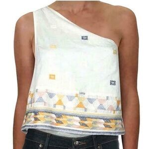 Free People Bali Babe One Shoulder Embroidered Cotton Tank
